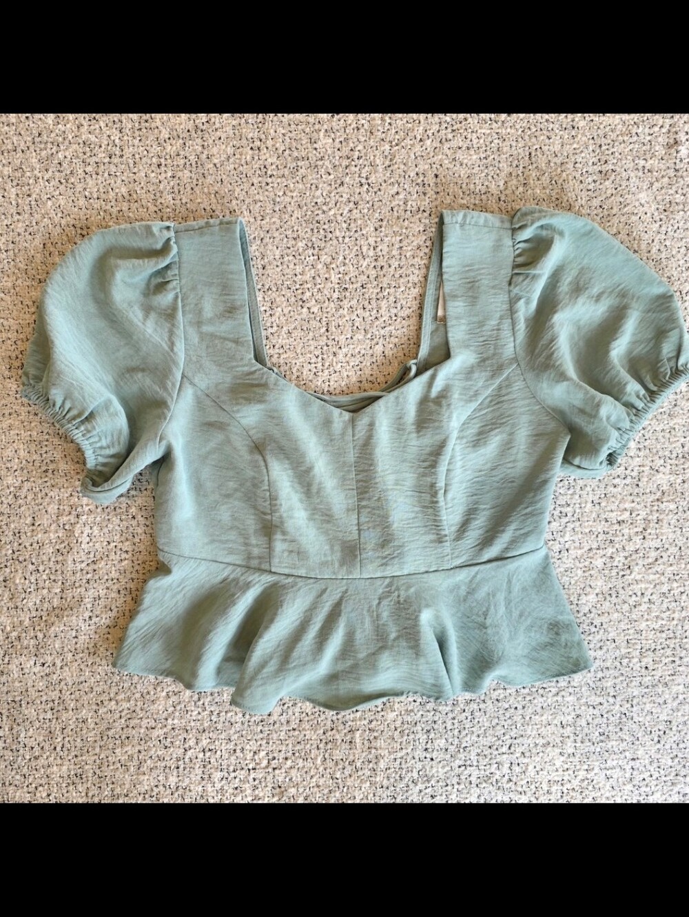 Alterd State Sage Green Corset Lace Up Peplum Top Medieval Cottagecore M - Picture 2 of 8